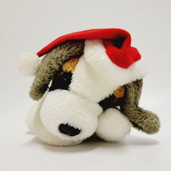 Saint Bernard Puppy Dog Plush Red Santa Hat Vtg Stuffed Animal Toy 10" Taiwan - Picture 2 of 10